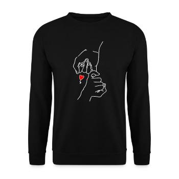Best Friends Hände mit Herz - Unisex Pullover - Schwarz - Vorne - Alina (178cm) & Michal (187cm)