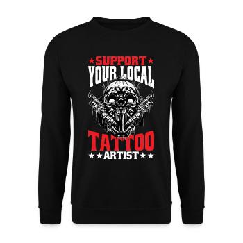 Support Your Local Tattoo Artist - Unisex Pullover - Schwarz - Vorne - Alina (178cm) & Michal (187cm)