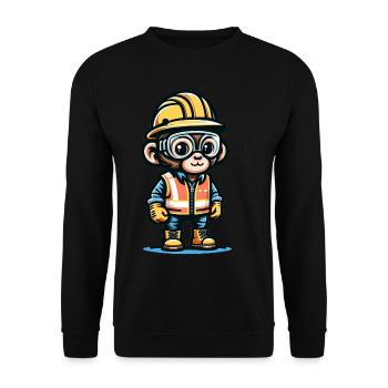 Cute Monkey Construction Worker - Unisex Pullover - Schwarz - Vorne - Alina (178cm) & Michal (187cm)