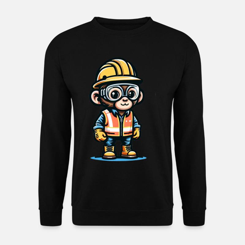 Cute Monkey Construction Worker - Unisex Pullover - Schwarz