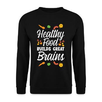 Les aliments sains construisent un bon cerveau 4 - Sweat-shirt Unisexe - noir - Devant - Alina (178cm) & Michal (187cm)