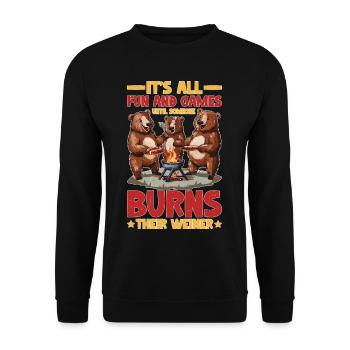 It's All Fun Until Someone Burns Their Weiner - Unisex Pullover - Schwarz - Vorne - Alina (178cm) & Michal (187cm)