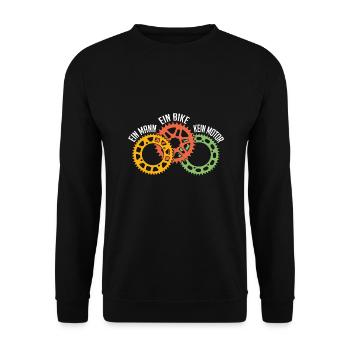Ein Mann ein Fahrrad kein Motor - Unisex Pullover - Schwarz - Vorne - Alina (178cm) & Michal (187cm)
