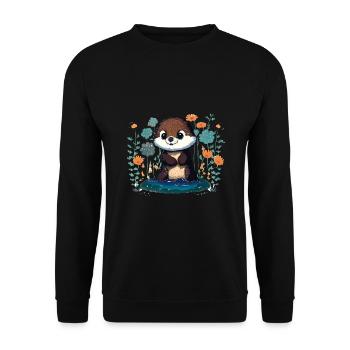 Fleurs de loutre bébé – Loutre - Unisex Sweatshirt - black - Front - Alina (178cm) & Michal (187cm)
