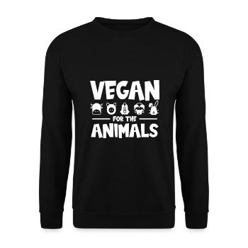 VEGAN FOR THE ANIMALS - Unisex Pullover - Schwarz - Vorne - Alina (178cm) & Michal (187cm)