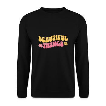 Beautiful Things Retro Flowers Waves - Unisex Sweatshirt - black - Front - Alina (178cm) & Michal (187cm)