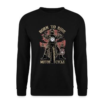 BORN TO RIDE - Chopper Moto Racer Café cadeau - Sweat-shirt Unisexe - noir - Devant - Alina (178cm) & Michal (187cm)