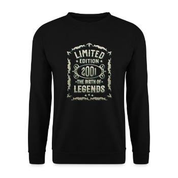 Born in 2001 - Funny 18th Birthday Gift - Unisex Sweatshirt - black - Front - Alina (178cm) & Michal (187cm)