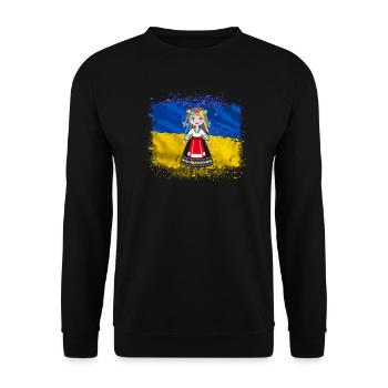 Girl in Ukrainian National Dress Ukraine Flag - Unisex Sweatshirt - black - Front - Alina (178cm) & Michal (187cm)