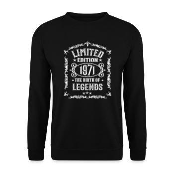 Vintage 1971 Birthday Present Born 1971 - Unisex Sweatshirt - black - Front - Alina (178cm) & Michal (187cm)