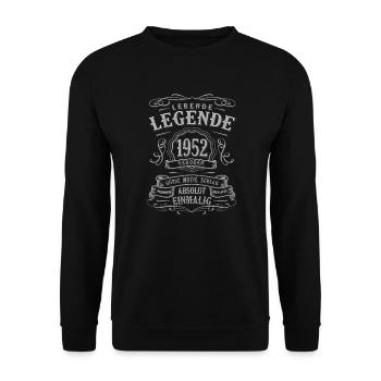 Geboren in 1952 70. Geburtstag Jahrgang 1952 - Unisex Pullover - Schwarz - Vorne - Alina (178cm) & Michal (187cm)