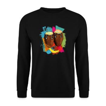 Conga Drums Latin Music Tumbadora - Unisex Sweatshirt - black - Front - Alina (178cm) & Michal (187cm)