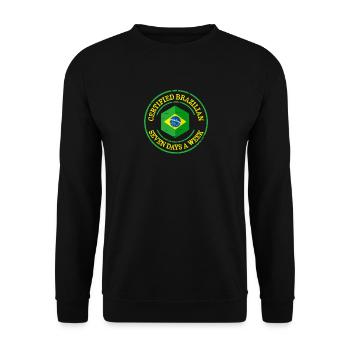 Brasilien Flagge Zertifiziert Brasilianisch - Unisex Pullover - Schwarz - Vorne - Alina (178cm) & Michal (187cm)