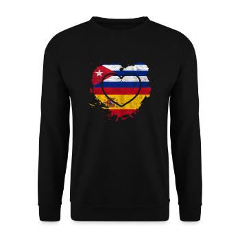 Spain Cuba Heart - Unisex Sweatshirt - black - Front - Alina (178cm) & Michal (187cm)