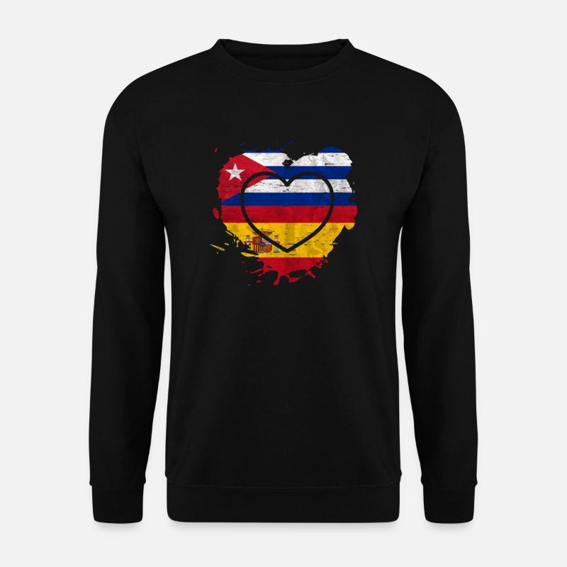 Spain Cuba Heart - Unisex Sweatshirt - black
