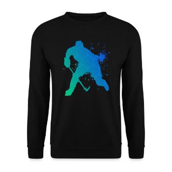 Eishockey spielen Eishockey Spieler Ice Hockey - Unisex Pullover - Schwarz - Vorne - Alina (178cm) & Michal (187cm)