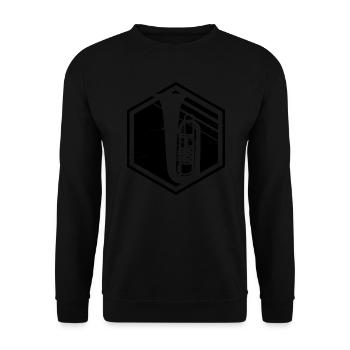 Damen Blasmusik Blasinstrument Tuba Tuba Herren - Unisex Pullover - Schwarz - Vorne - Alina (178cm) & Michal (187cm)