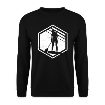 Standup Paddle Herren Damen Stand up Paddling Boar - Unisex Pullover - Schwarz - Vorne - Alina (178cm) & Michal (187cm)