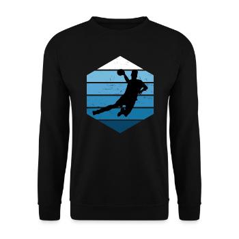 Handball Handballspielen Herren Handballspieler - Unisex Pullover - Schwarz - Vorne - Alina (178cm) & Michal (187cm)