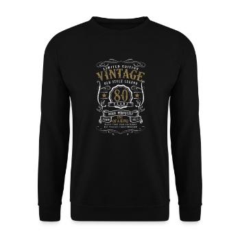 80 Geburtstag Geschenk 80 Jahre alt - Unisex Pullover - Schwarz - Vorne - Alina (178cm) & Michal (187cm)