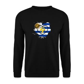 I Love Uruguay, I Love Football - Unisex Sweatshirt - black - Front - Alina (178cm) & Michal (187cm)