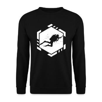 Free Dive Diver Herren Diving Scuba Tauchen - Unisex Pullover - Schwarz - Vorne - Alina (178cm) & Michal (187cm)