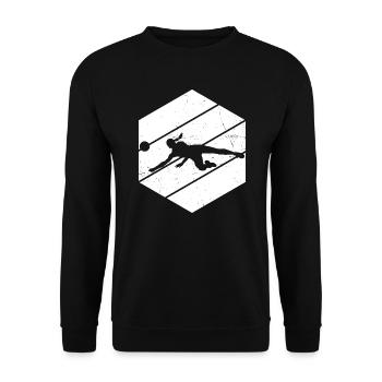 Volleyballer Volleyballspieler Volleyballspielen - Unisex Pullover - Schwarz - Vorne - Alina (178cm) & Michal (187cm)