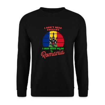 Funny "I just need to go to Romania" - Unisex Sweatshirt - black - Front - Alina (178cm) & Michal (187cm)