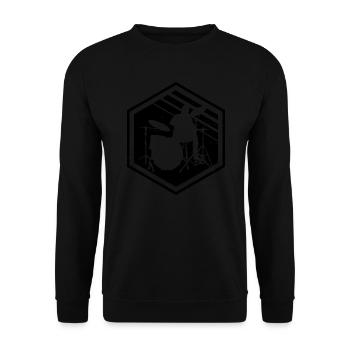 Schlagzeuger Drum Kit Herren Schlagzeugspieler - Unisex Pullover - Schwarz - Vorne - Alina (178cm) & Michal (187cm)