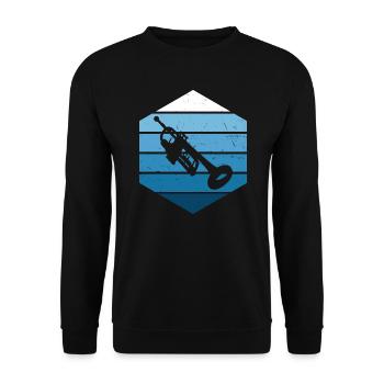 Trompetenspieler Damen Trompeten Spieler - Unisex Pullover - Schwarz - Vorne - Alina (178cm) & Michal (187cm)