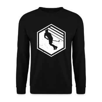 Floorball Hommes Salibandy Hockey Féminin Floorball - Sweat-shirt Unisexe - noir - Devant - Alina (178cm) & Michal (187cm)