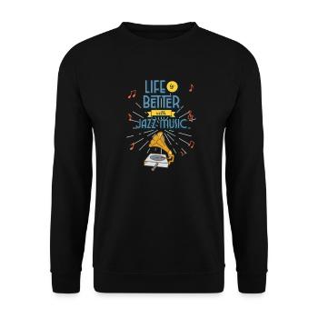 Life is better with jazz music - Unisex Pullover - Schwarz - Vorne - Alina (178cm) & Michal (187cm)