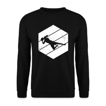 Herren Fußballerin Torwart Fussball Fußballer - Unisex Pullover - Schwarz - Vorne - Alina (178cm) & Michal (187cm)
