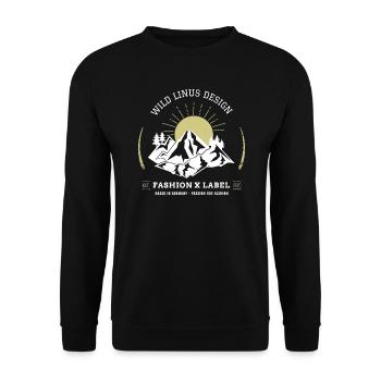 Mountains & Sun I Wild Linus - Unisex Pullover - Schwarz - Vorne - Alina (178cm) & Michal (187cm)
