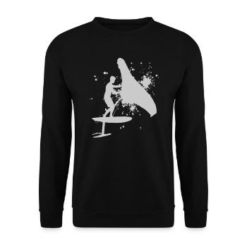 wingsurf hydrofoil wingsurfen foilwing Herren - Unisex Pullover - Schwarz - Vorne - Alina (178cm) & Michal (187cm)