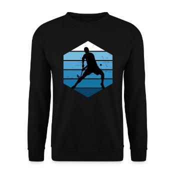Unihockey Hockey Unihockeyspielen Damen Innebandy - Unisex Pullover - Schwarz - Vorne - Alina (178cm) & Michal (187cm)