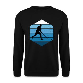 Floorball Unihockeyspielen Damen Unihockey - Unisex Pullover - Schwarz - Vorne - Alina (178cm) & Michal (187cm)
