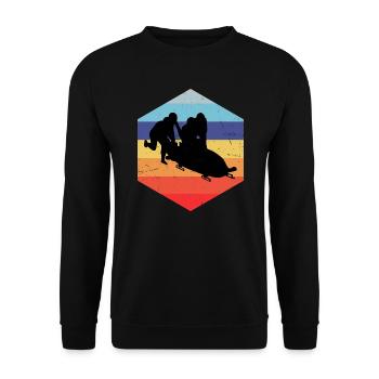 Herren Zweierbob Bobbahn Bob fahren Bobsport - Unisex Pullover - Schwarz - Vorne - Alina (178cm) & Michal (187cm)