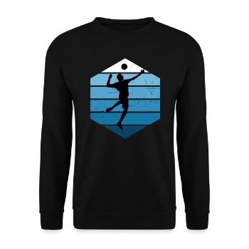 Herren Faustballspieler Volleyball Fistball - Unisex Pullover - Schwarz - Vorne - Alina (178cm) & Michal (187cm)
