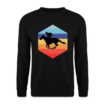 Dressour Damen Reiter Herren Rennreiten - Unisex Pullover - Schwarz - Vorne - Alina (178cm) & Michal (187cm)