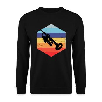 Trompetenspieler Trumpet Herren Damen Jazz Trompet - Unisex Pullover - Schwarz - Vorne - Alina (178cm) & Michal (187cm)