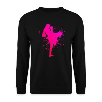 Thai Boxing Thai Boxer Muay Thai Thaiboxing - Unisex Sweatshirt - black - Front - Alina (178cm) & Michal (187cm)