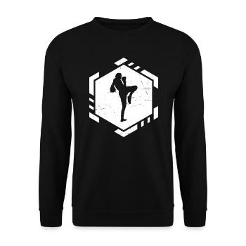Muay Thai Boxe Thaï Boxeur Thaï Hommes Boxe Thaï - Sweat-shirt Unisexe - noir - Devant - Alina (178cm) & Michal (187cm)