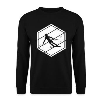 Skiing Freestyle Skifahrer Herren Damen - Unisex Pullover - Schwarz - Vorne - Alina (178cm) & Michal (187cm)