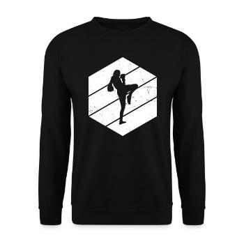Thai Boxer Men Women Thai Boxing Thaiboxing - Unisex Sweatshirt - black - Front - Alina (178cm) & Michal (187cm)