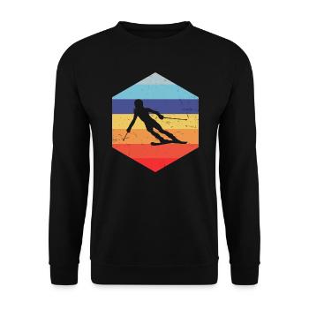 Wintersport Skiing Stunt Ski Freestyle Skifahrer - Unisex Pullover - Schwarz - Vorne - Alina (178cm) & Michal (187cm)