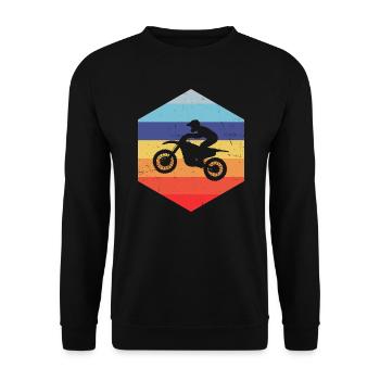 Herren Supermoto Motocross Dirt Bike Freestyle Mot - Unisex Pullover - Schwarz - Vorne - Alina (178cm) & Michal (187cm)