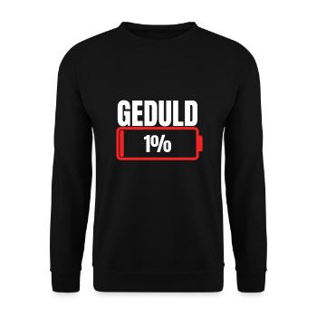 Geduld 1% Akku leer - Unisex Pullover - Schwarz - Vorne - Alina (178cm) & Michal (187cm)