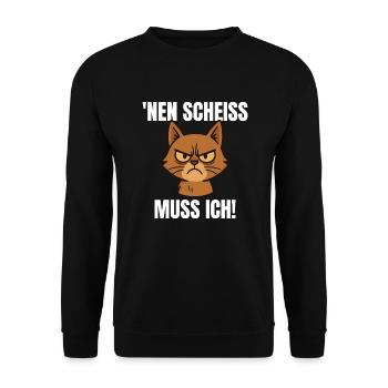 Drôle de chat majeur doigt d’honneur n baise - Sweat-shirt Unisexe - noir - Devant - Alina (178cm) & Michal (187cm)