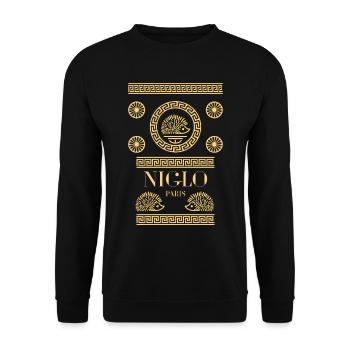 noglo or PNG.png - Sweat-shirt Unisexe - noir - Devant - Alina (178cm) & Michal (187cm)